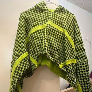Adidas × IVYPARK Solar Green Houndstooth Cropped Long Sleeve Hoodie Size Large